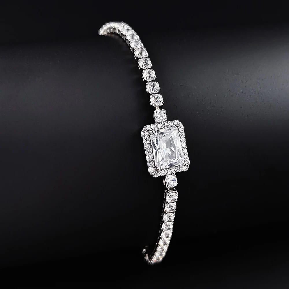 SILVER ZIRCOON INLAID TENNIS BRACELET