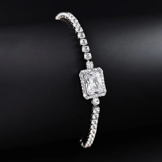 SILVER ZIRCOON INLAID TENNIS BRACELET