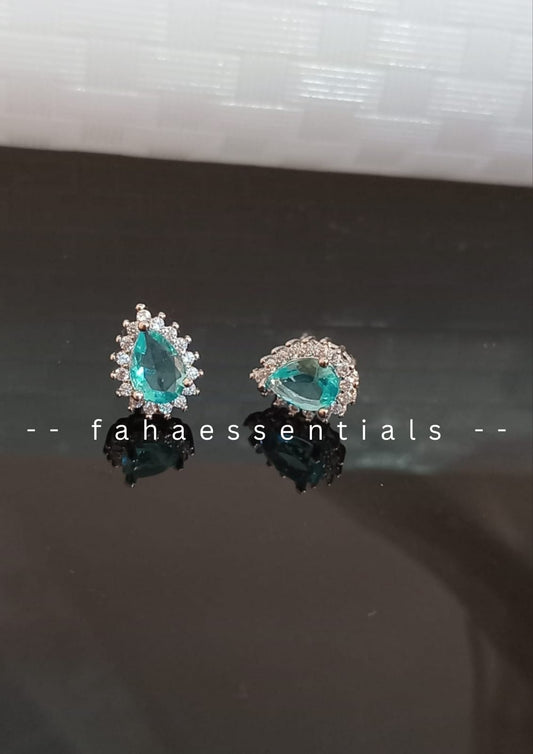Turquoise Blue Tear Drop Stud Earrings