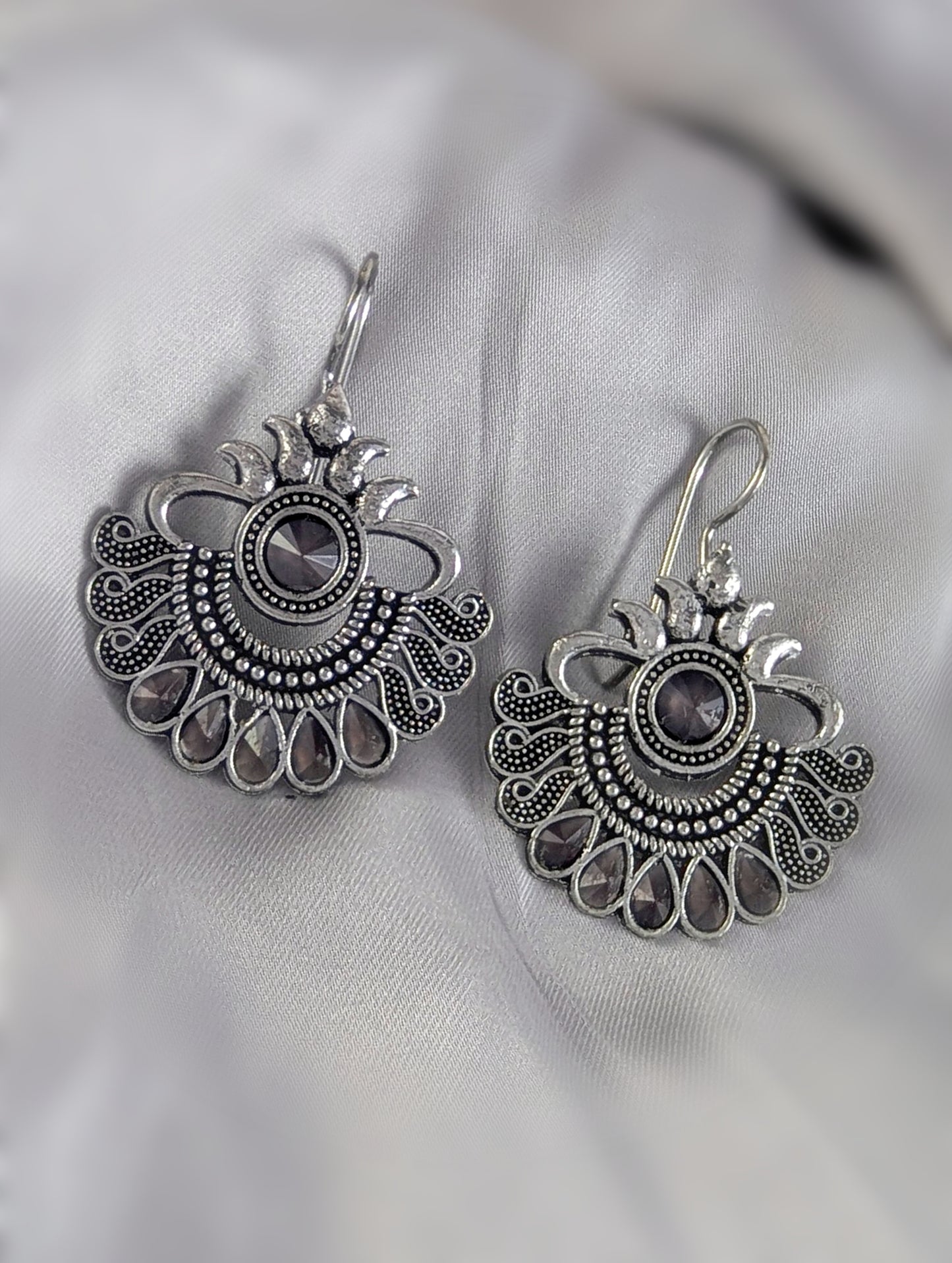Boho Oxidized Afghani Statement Earrings - 02