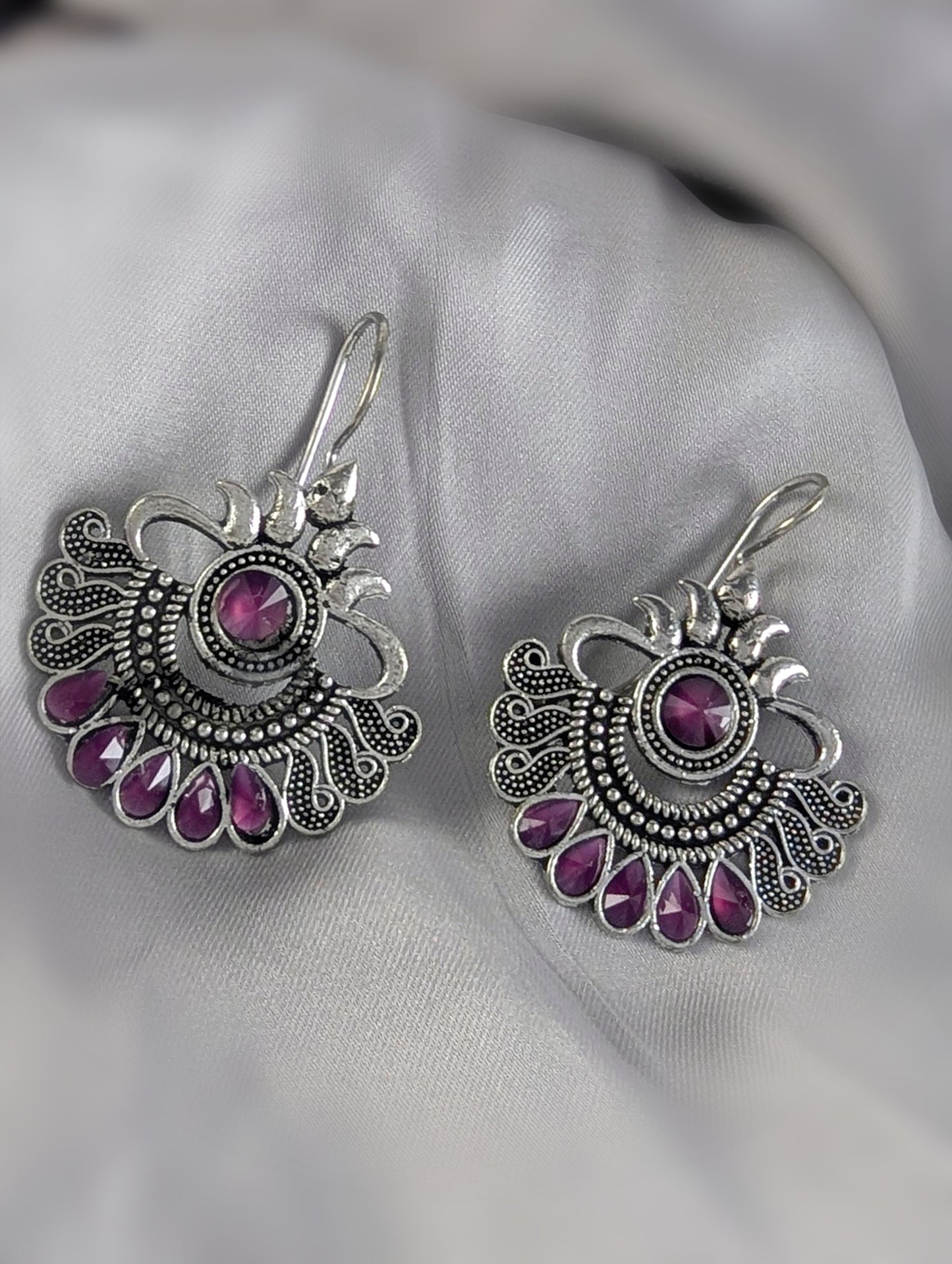 Boho Oxidized Afghani Statement Earrings - 03