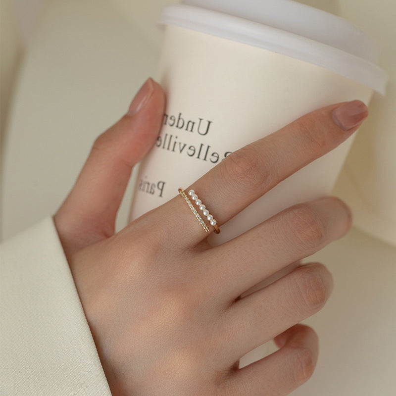 Pearl Radiance Dual Band Ring