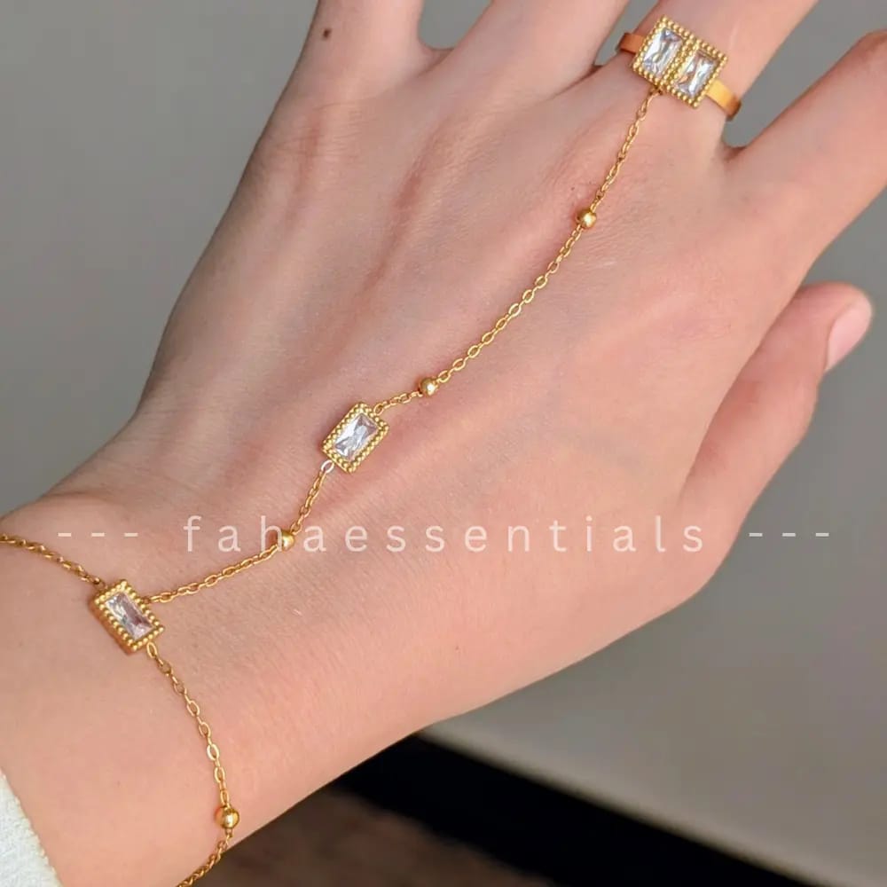 Finger Chain Hand Bracelet - White