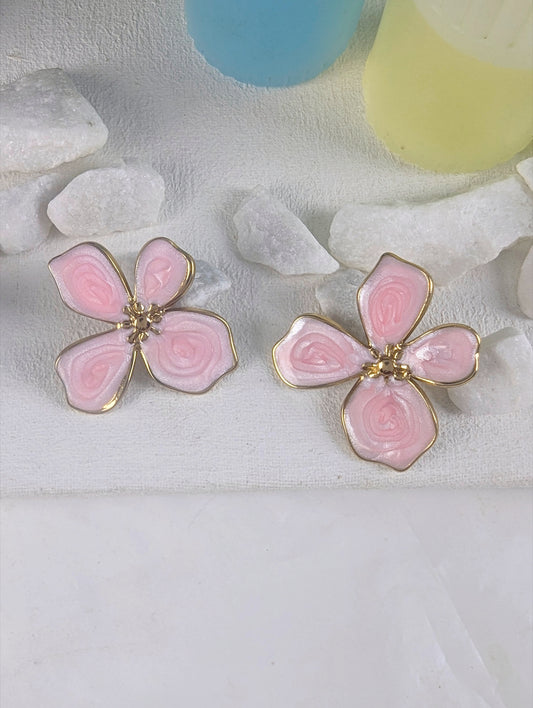Petal Drop Earrings - Pink