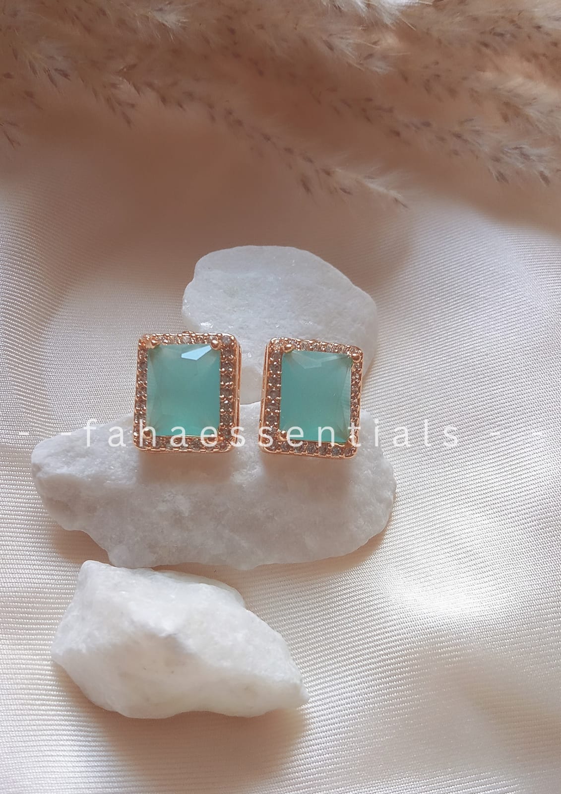 Aquamarine Square Earrings
