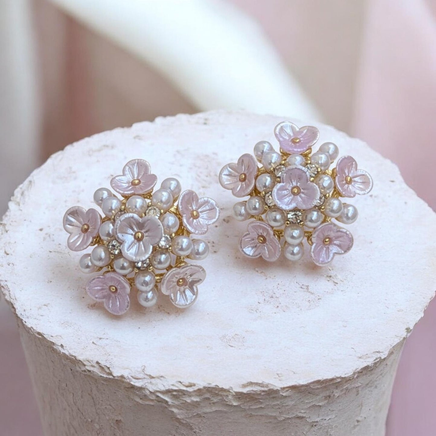 Lilac Bloom Pearl Earrings