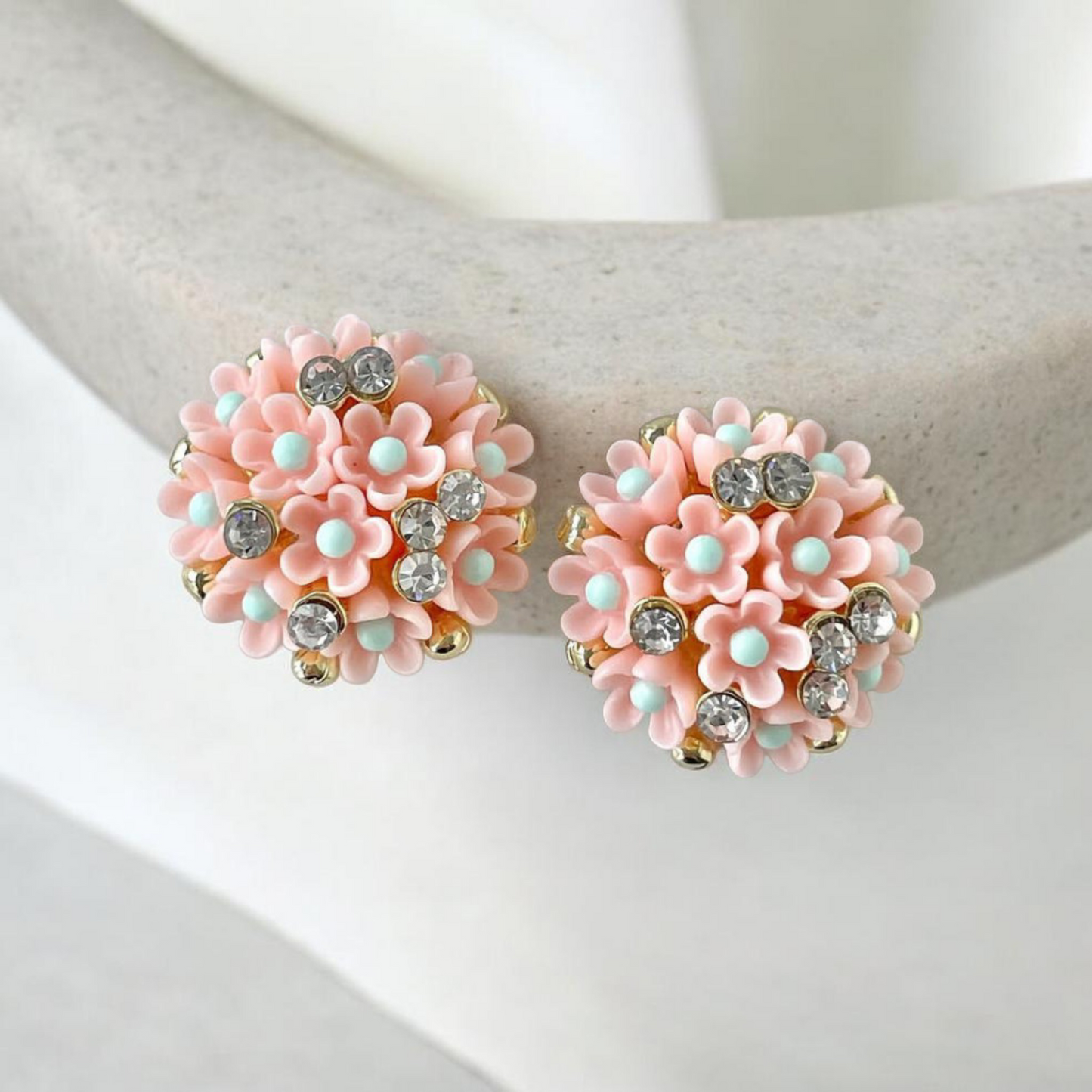Floral Bouquet Earings - Peach