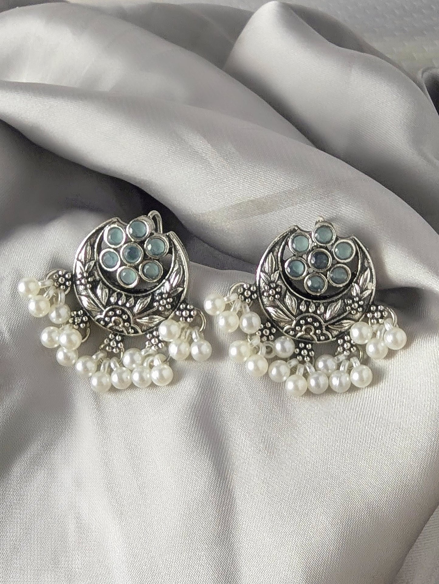 Afghani ChandBali Earings - Aqua