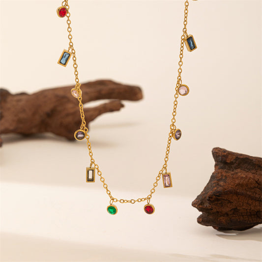 Golden Rainbow Charm Necklace