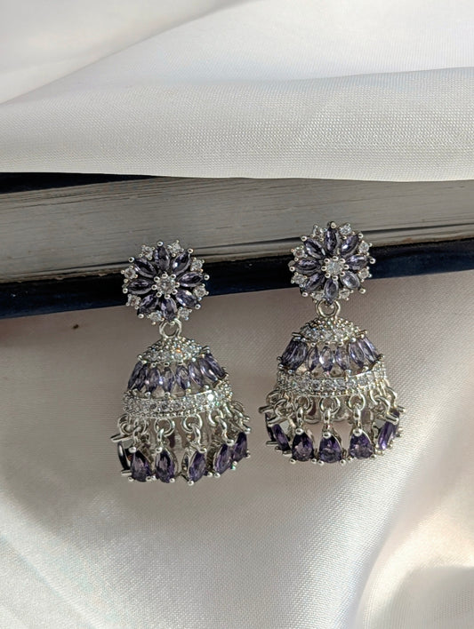 Noor Zircon Jhumki - Purple