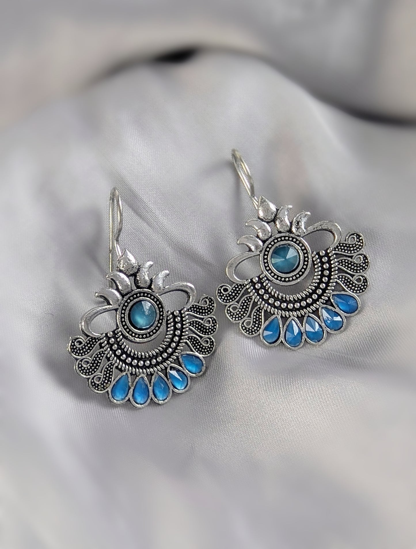 Boho Oxidized Afghani Statement Earrings - 05
