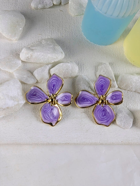 Petal Drop Earrings - lilac
