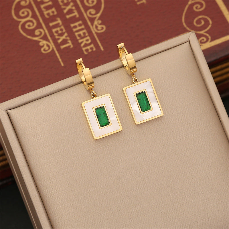 Emerald Glow Hoop Earrings