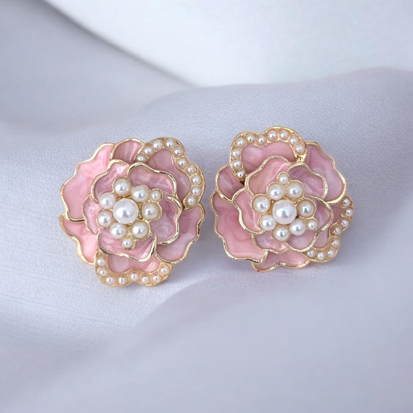 Rose Earings - Pink