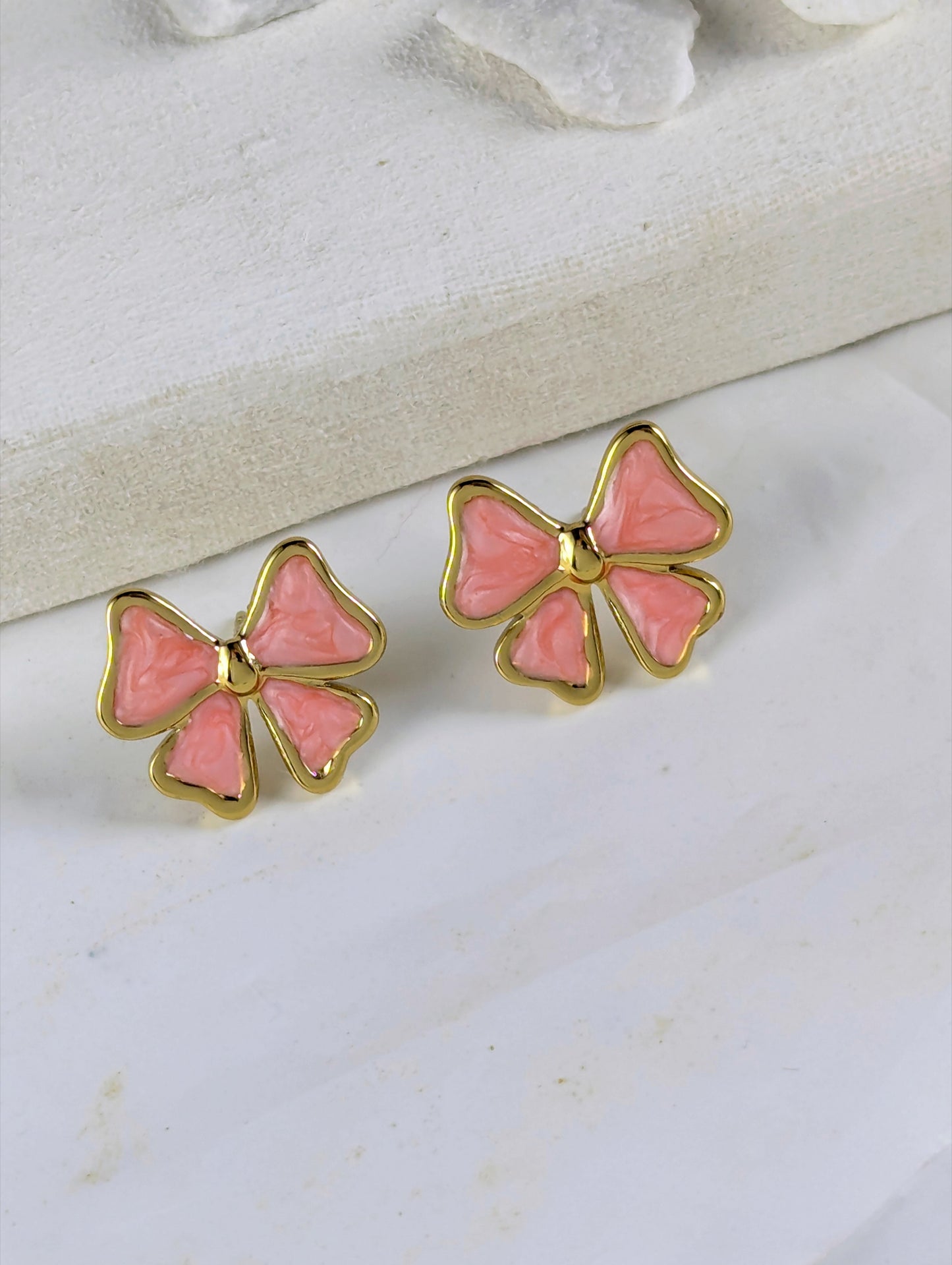 Bow Knot Earrings - Peach