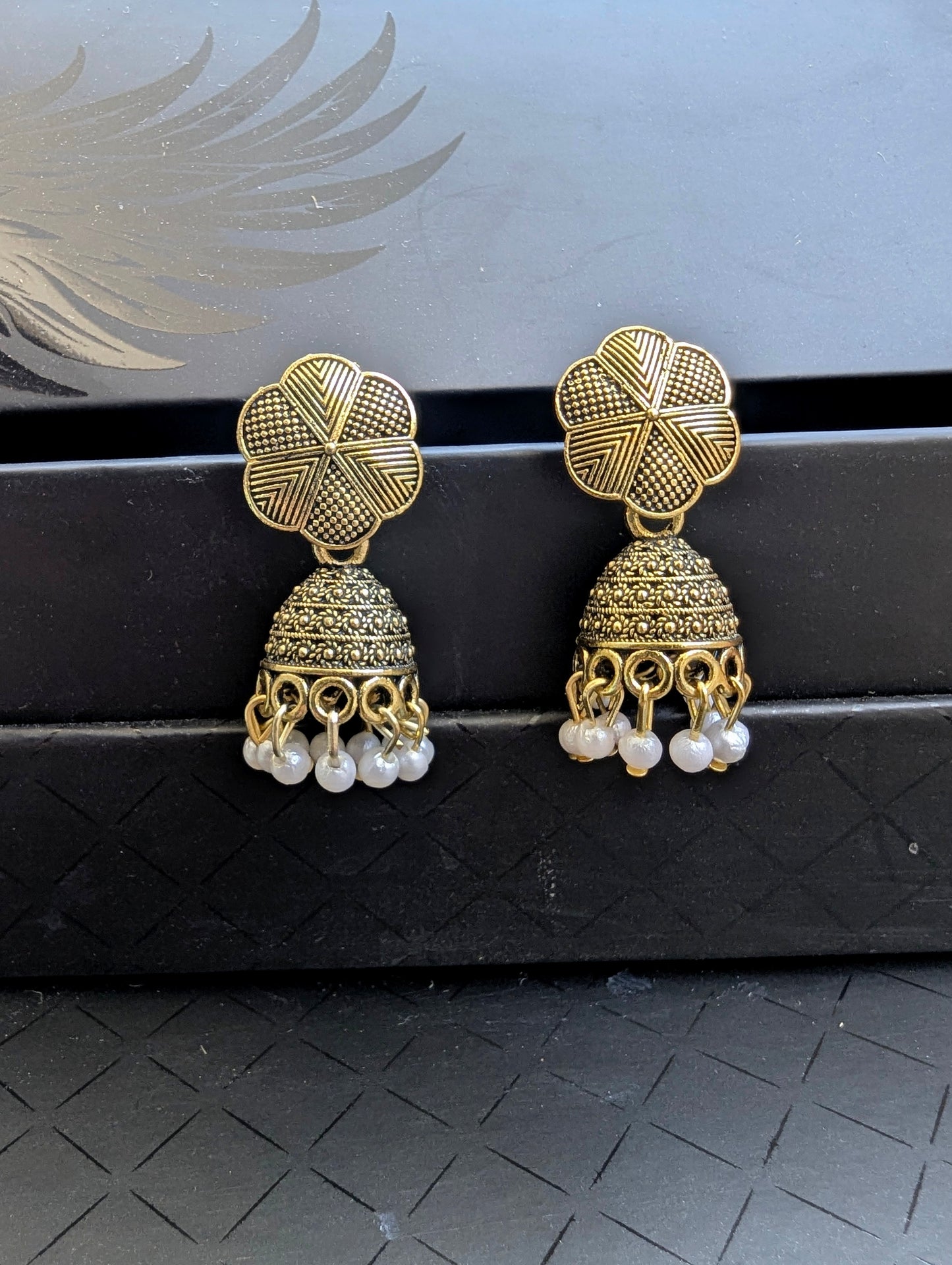 Golden Bloom Floral Jhumki