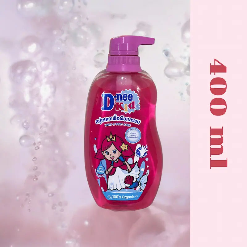 D-nee Kids Head and Body Bath 400ml - Pink
