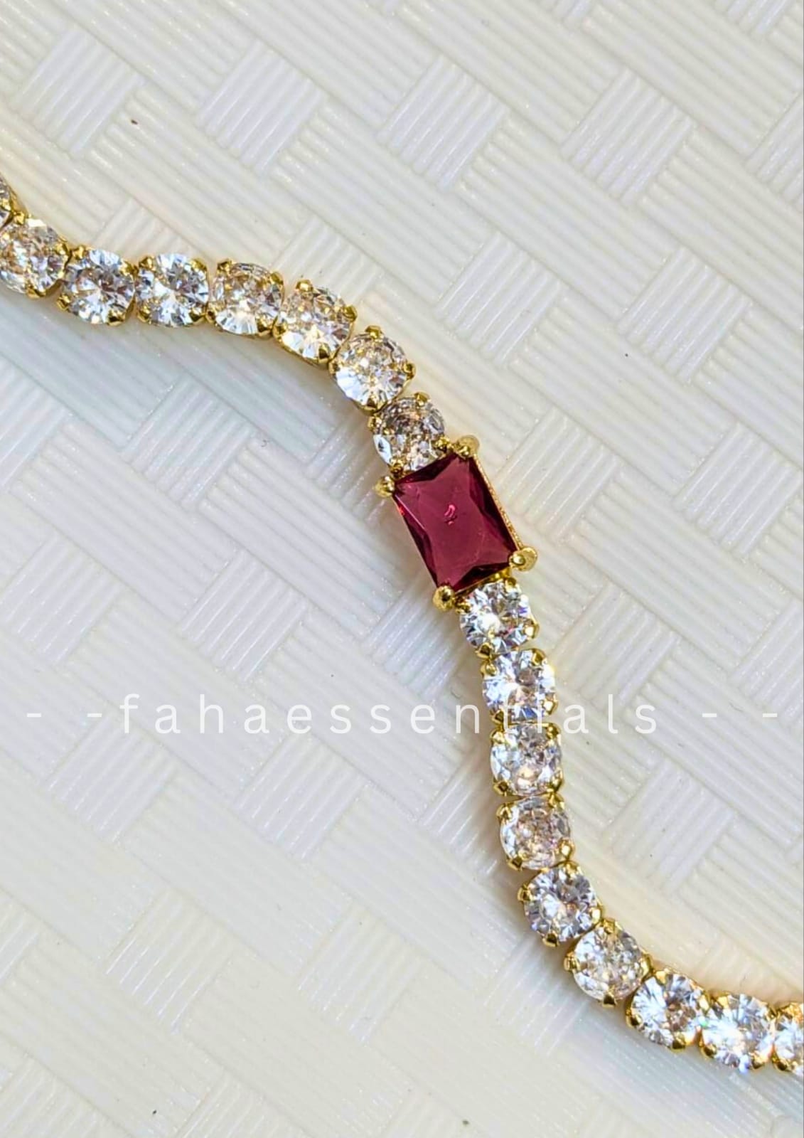 RED CUBIC ZIRCONIA CRYSTAL TENNIS BRACELET