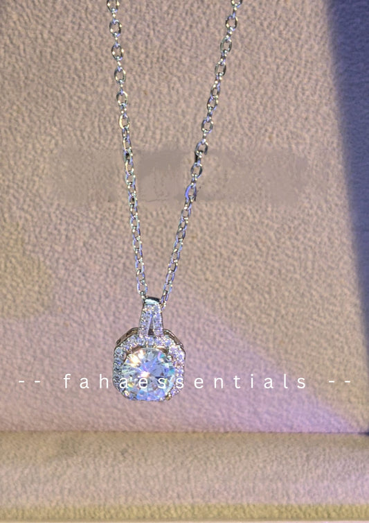 Elegant Silver Halo Pendant Necklace 02