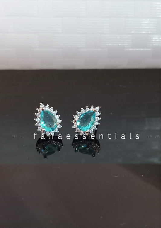 Turquoise Blue Tear Drop Stud Earrings