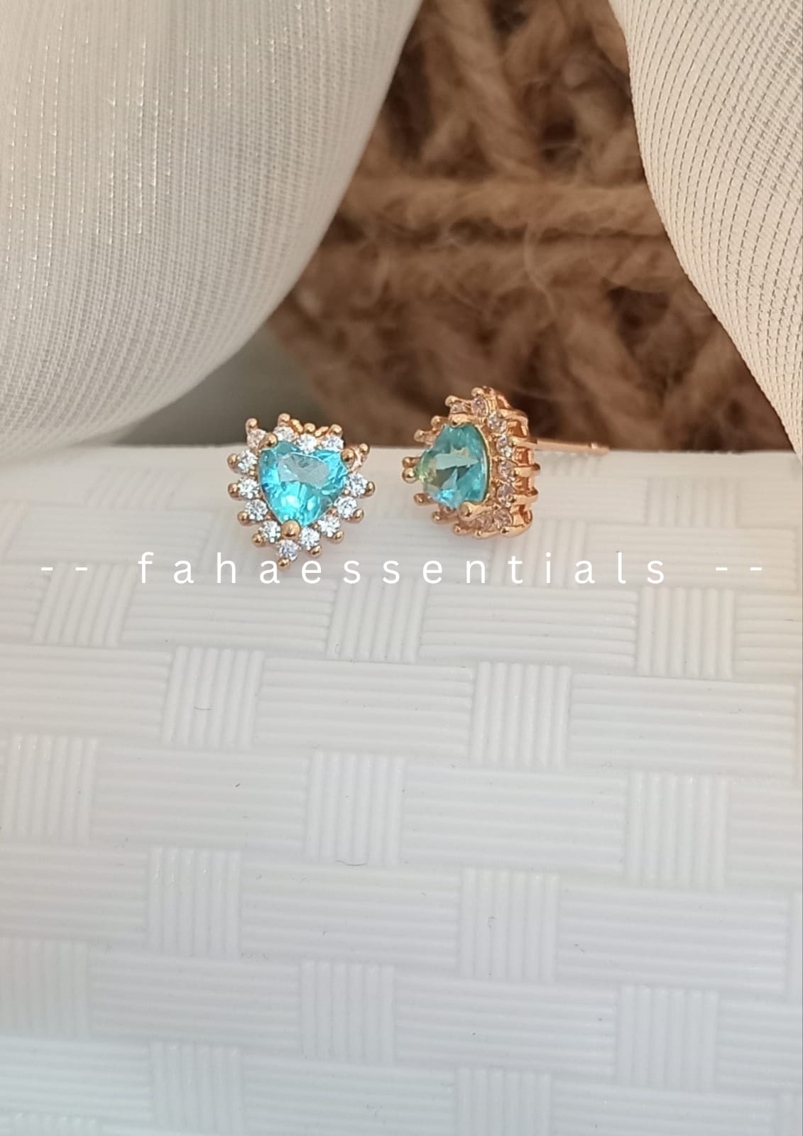 Turquoise Blue Heart Stud Earrings