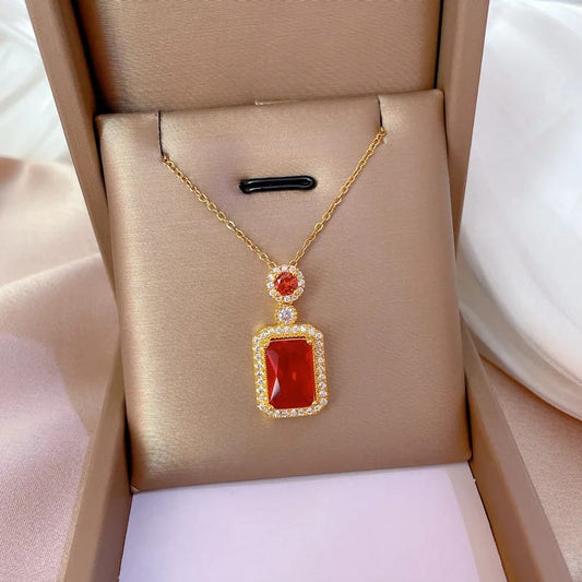 Ruby Red Zircon Pendant