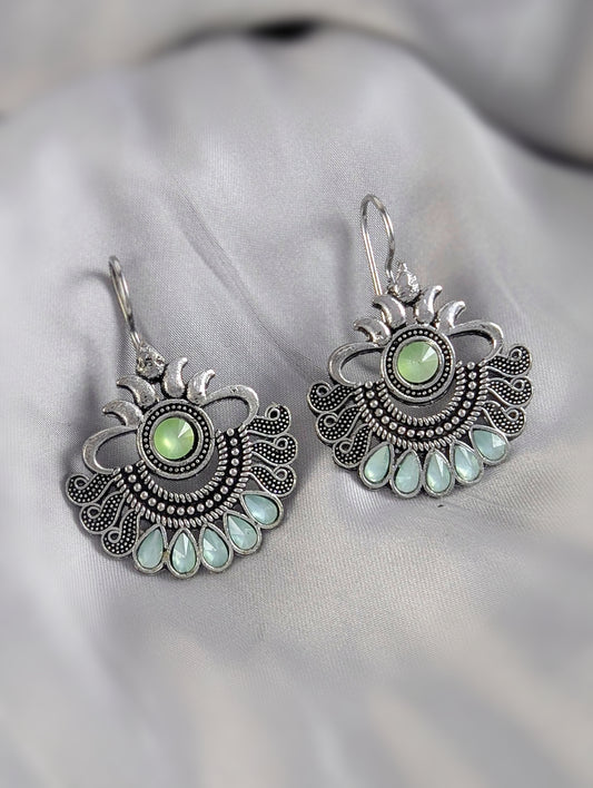 Boho Oxidized Afghani Statement Earrings - 01