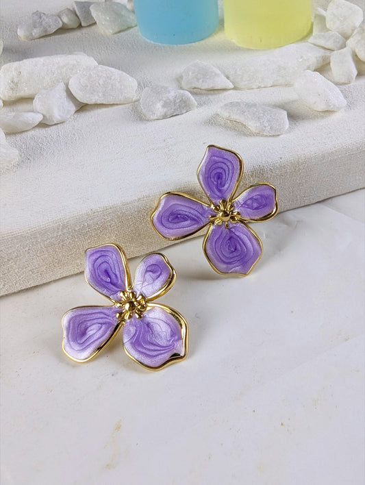 Petal Drop Earrings - lilac