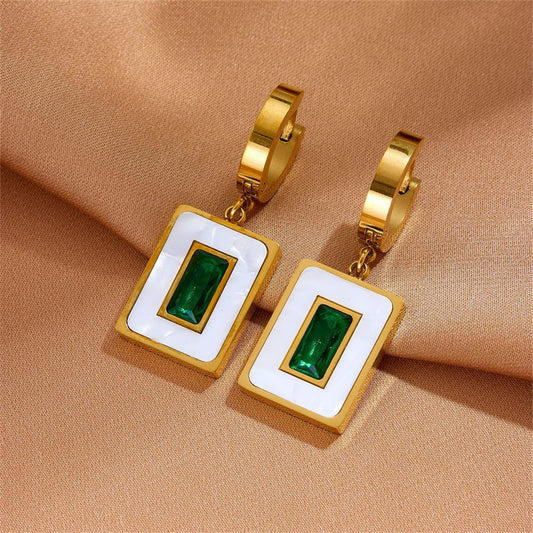 Emerald Glow Hoop Earrings