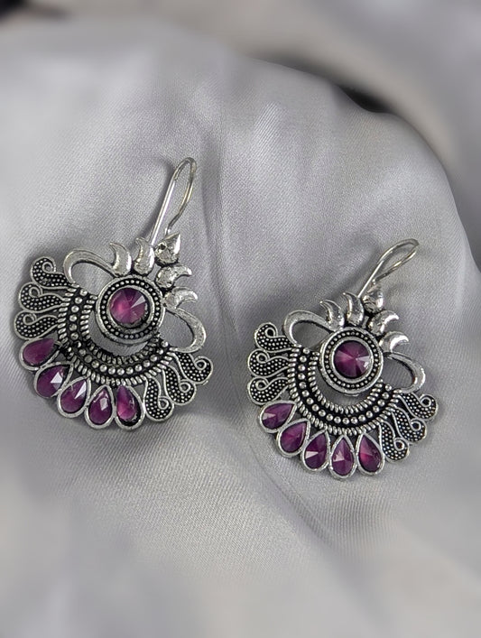 Boho Oxidized Afghani Statement Earrings - 03