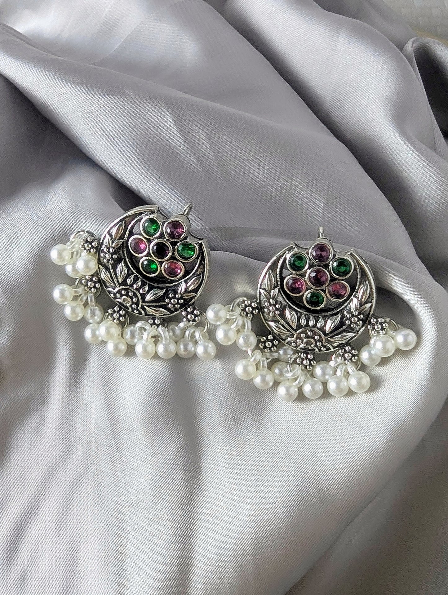 Afghani ChandBali Earings - Pink/Green