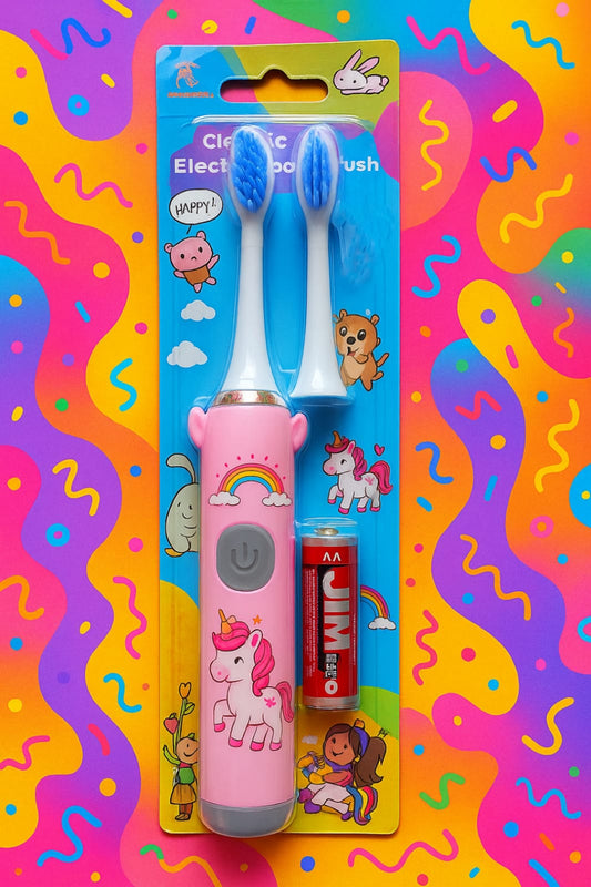Kids Vibrating Toothbrush With Extra Refill Brush Head - Pink