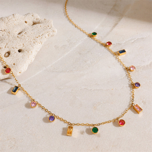 Golden Rainbow Charm Necklace