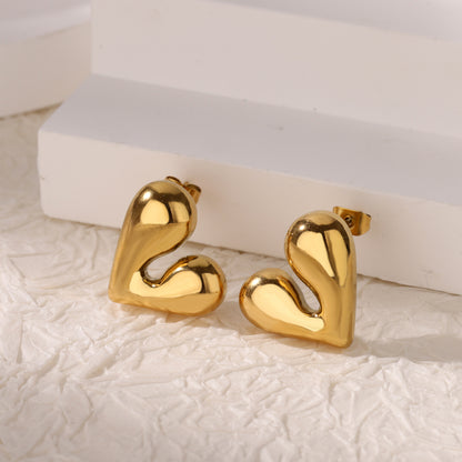 Golden Heart Glow Stainless Steel Earrings