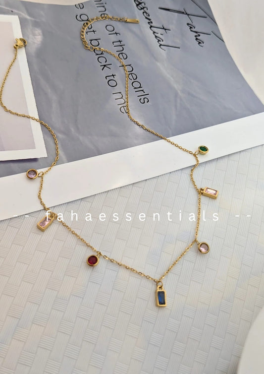 Colourful Crystal Charm Necklace