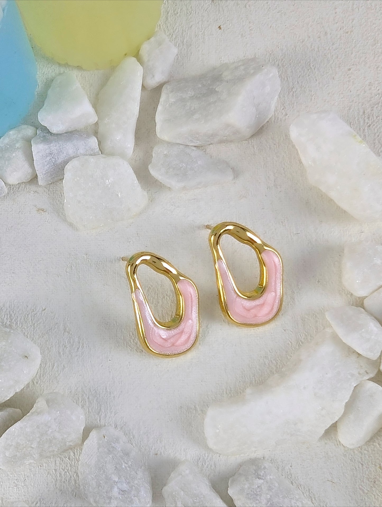 Abstract Irregular Drop Earrings - Pink