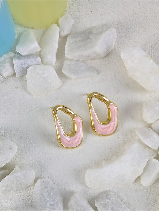Abstract Irregular Drop Earrings - Pink