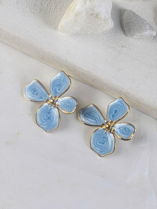 Petal Drop Earrings - Aqua
