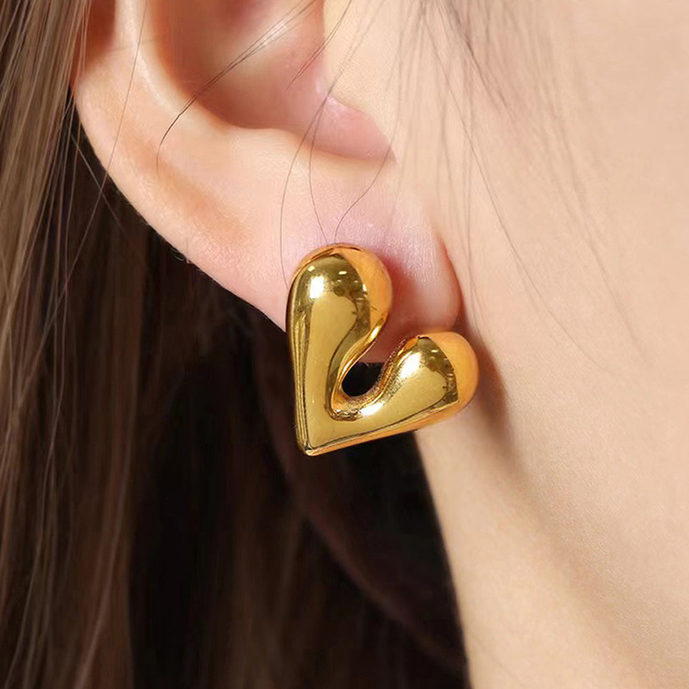 Golden Heart Glow Stainless Steel Earrings
