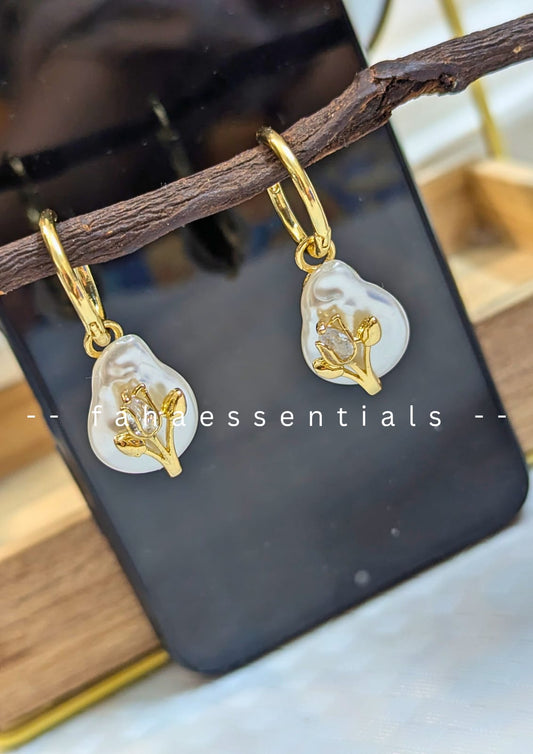 Floral Pearl Hoop Earrings