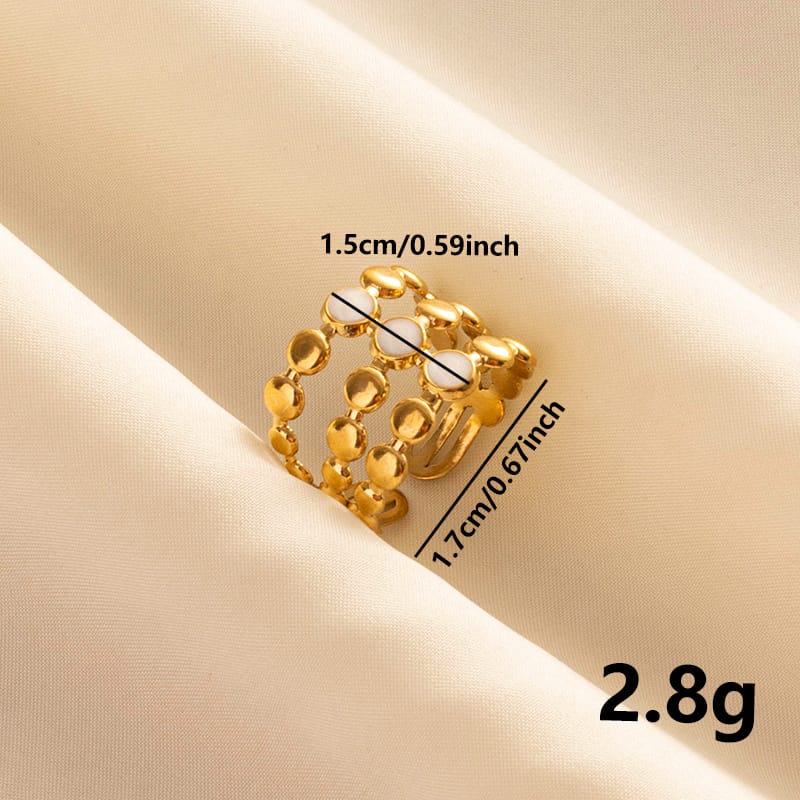 Gold Pearl Dots Statement Ring