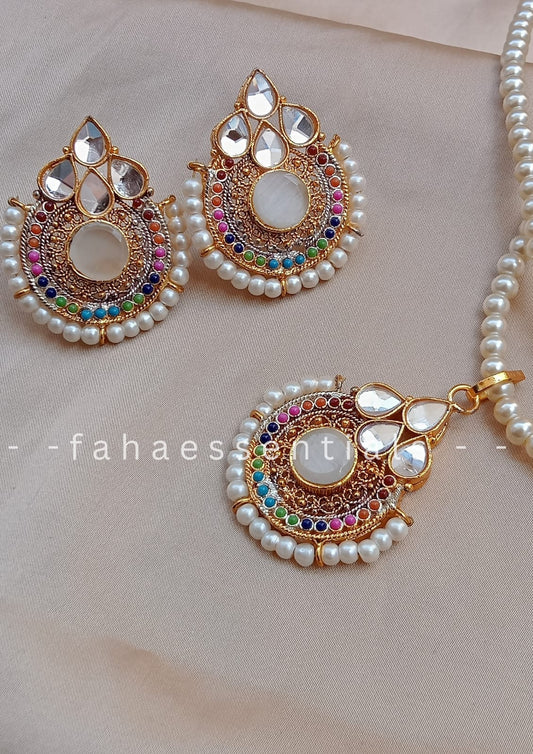 Peacock Locket Set - White