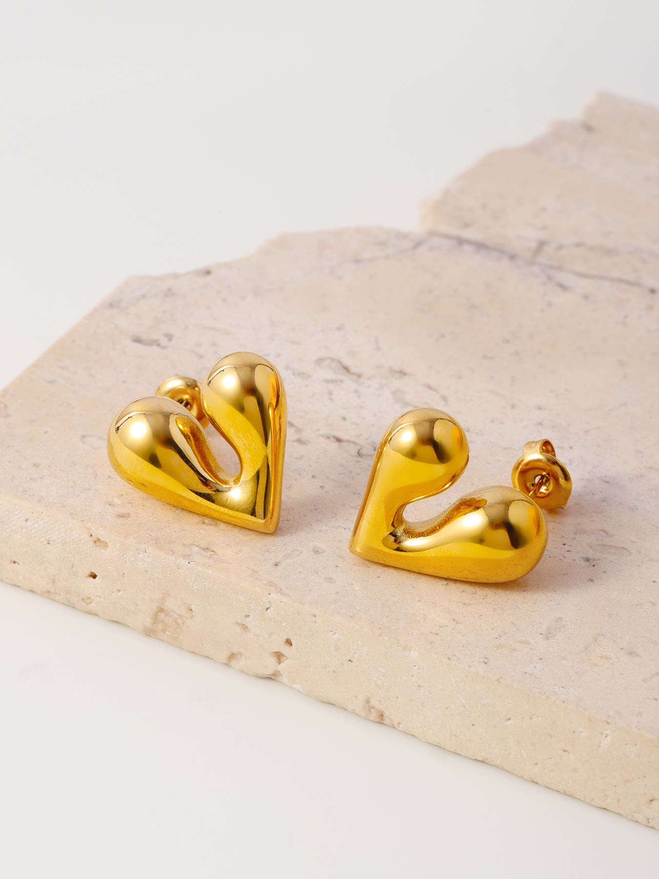 Golden Heart Glow Stainless Steel Earrings