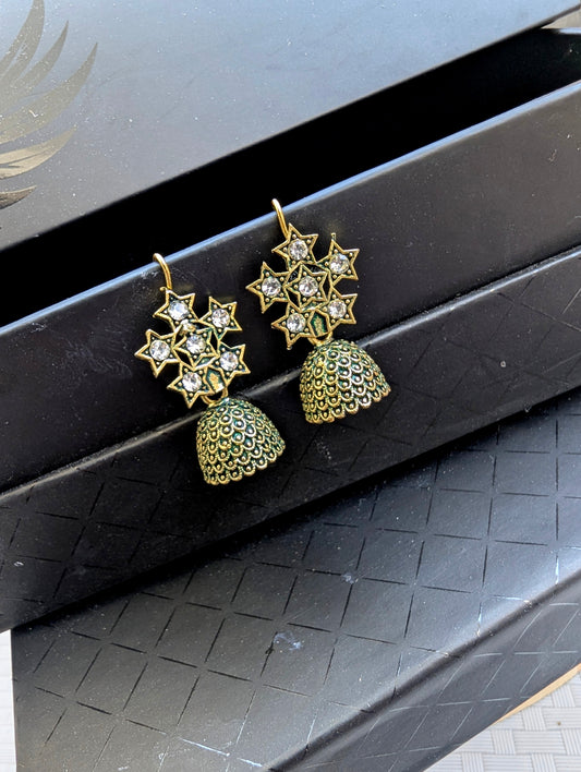 Celestial Star Jhumki-Green