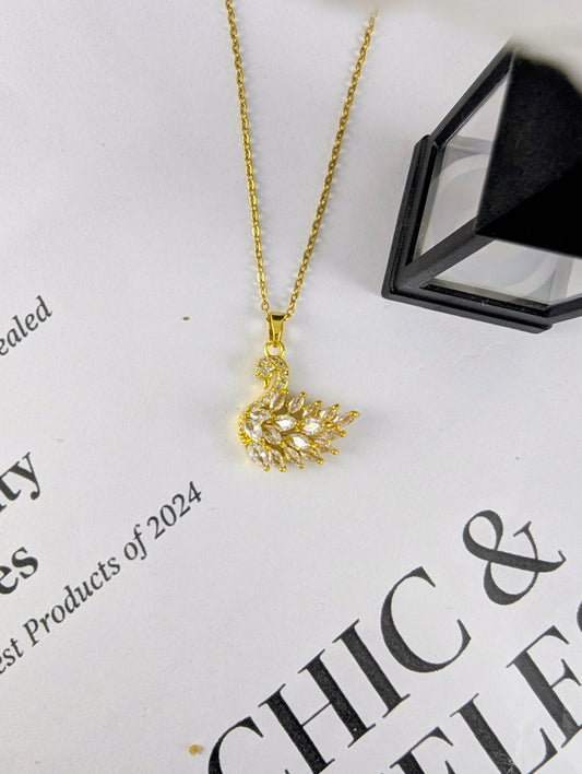 Crystal Swan Necklace - White