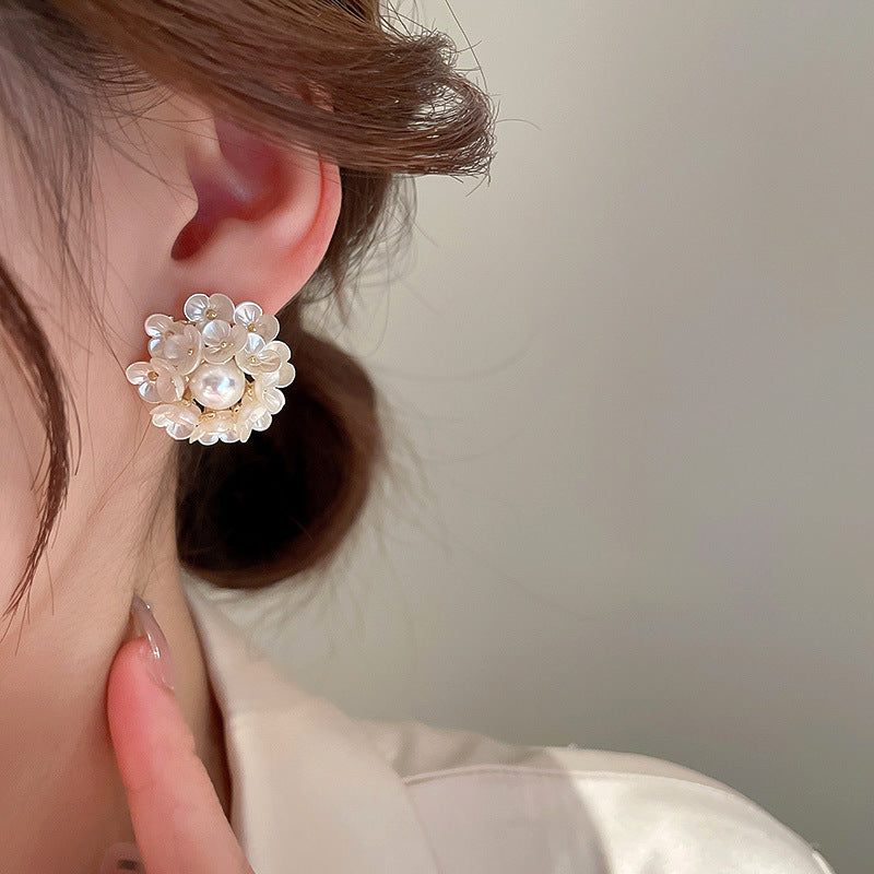 Luxe Pearl Flower Studs