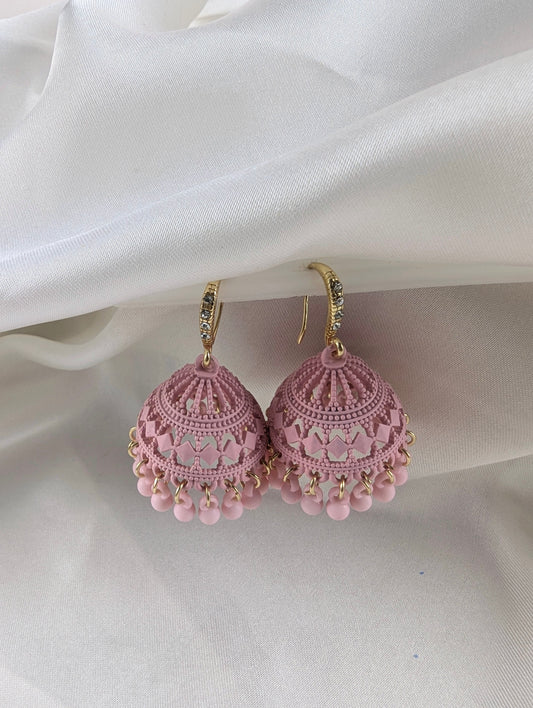 Mahrani Jhumki - Light pink