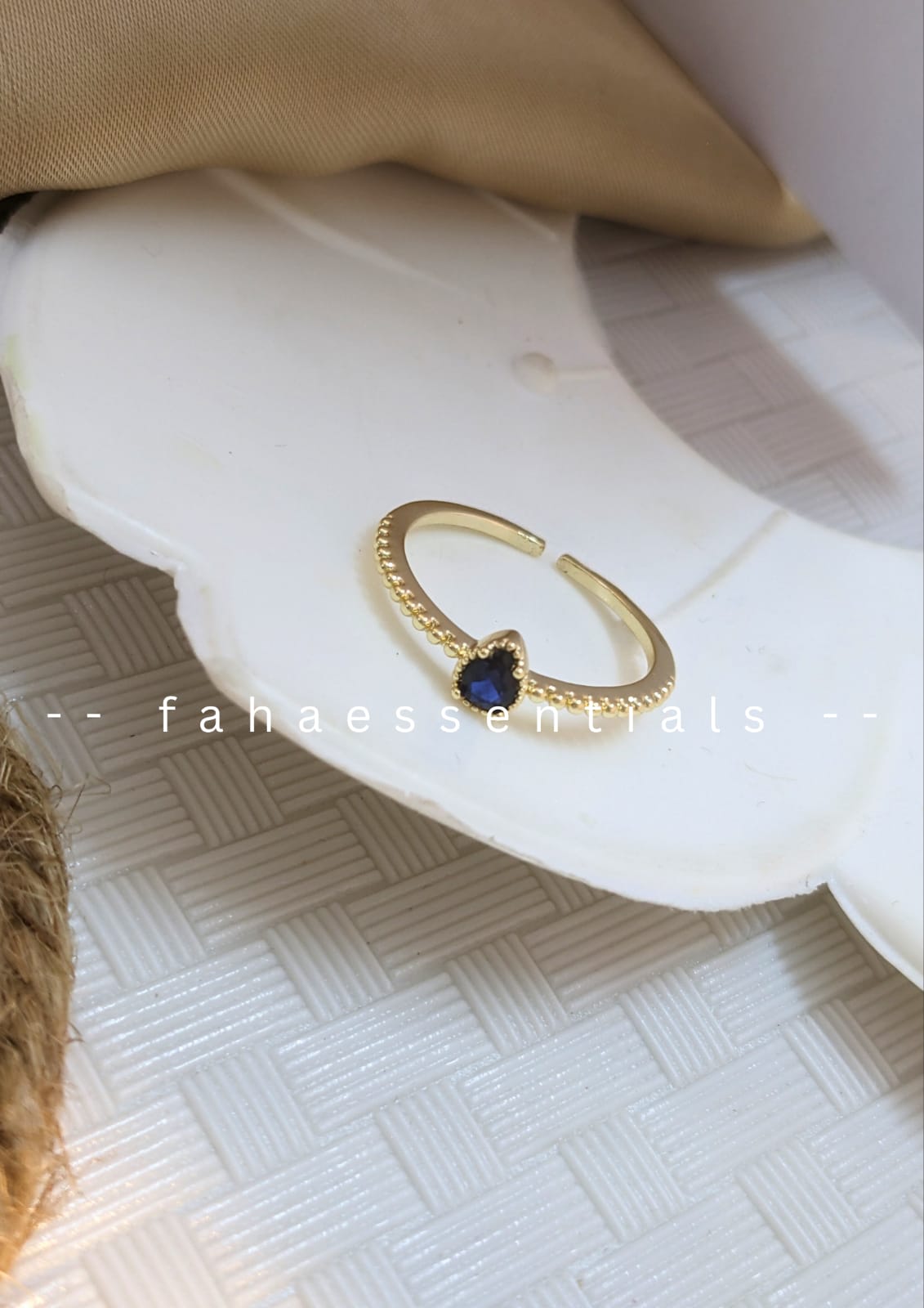 Midnight Teardrop Gold Ring