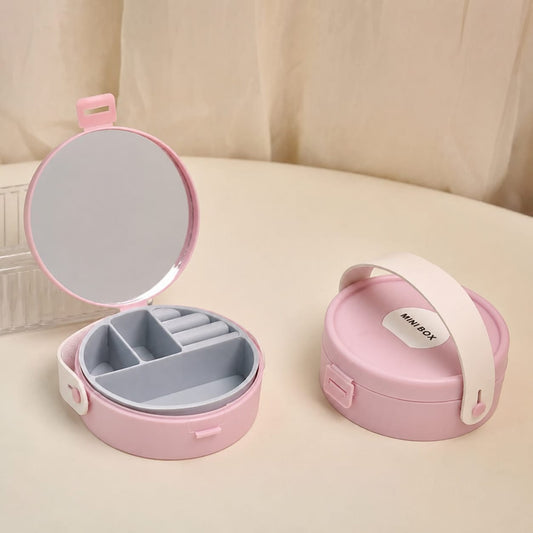 Portable Mini Jewelry & Accessories Organizer Box with Mirror