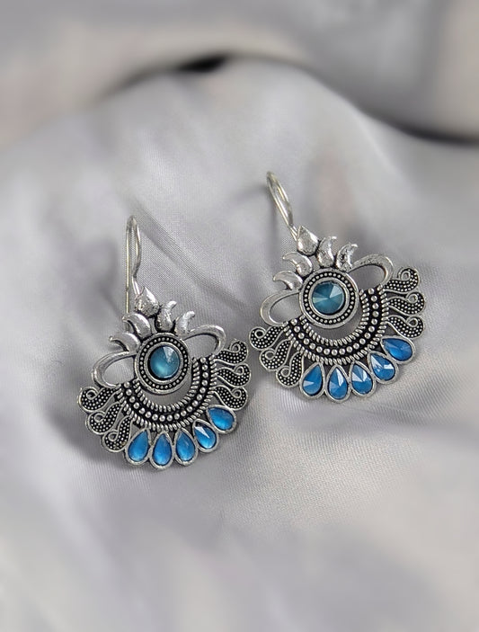 Boho Oxidized Afghani Statement Earrings - 05